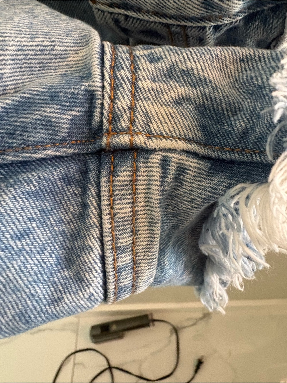 Levi's 501 Light Blue Distressed Denim Cutoff Shorts - Picture 7 of 11